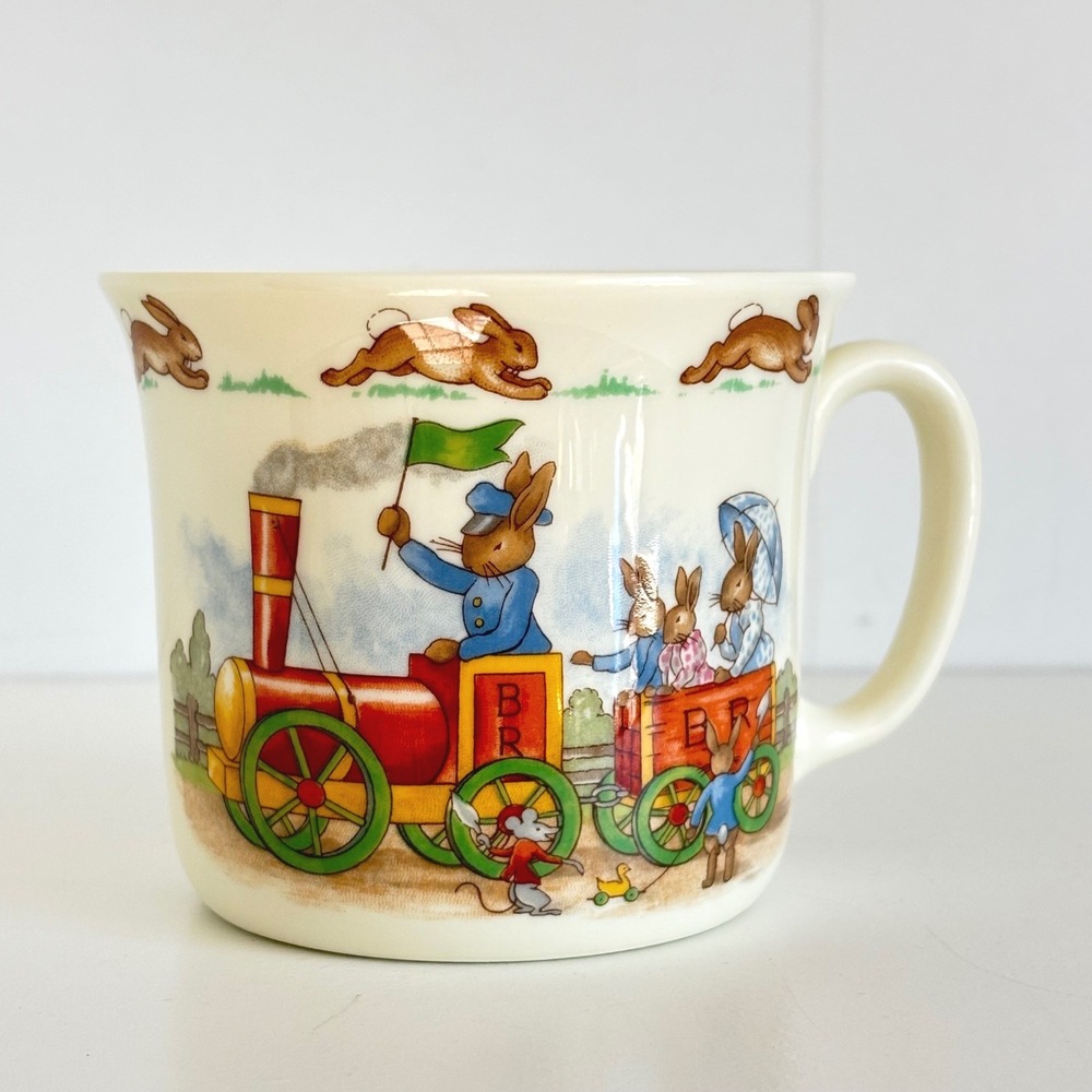 Royal Doulton Bunnykins Mug Rabbit Train Station English Fine Bone China